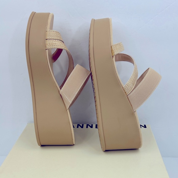 ANNE KLEIN, AKVELMA NATURAL RAFFI SLIP ONS PLATFORM ELASTIC TOP,CUSHION SOLE 9.5 - Picture 7 of 16